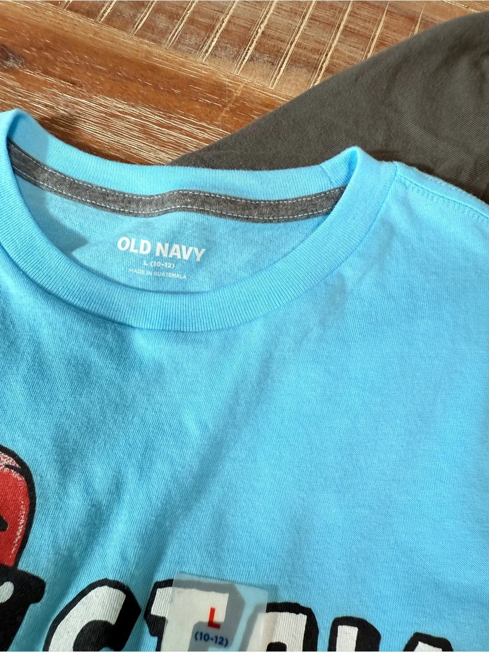 Old Navy Light Blue & Charcoal Graphic Tees - 'Stay Chill' & Van Print